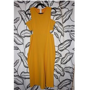 yellow cutout culotte jumpsuit